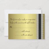 Golden Engraved Look Hochzeit RSVP Karte (Rückseite)