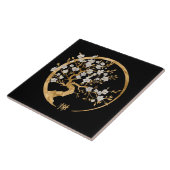 Golden Enso Zen Circle Sakura Fliese (Seite)