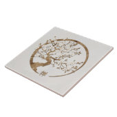 Golden Enso Zen Circle Sakura Fliese (Seite)