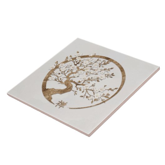 Golden Enso Zen Circle Sakura Fliese (Seite)