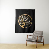 Golden Enso Zen Circle Sakura Wandteppich (Beispiel)