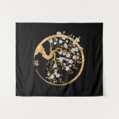 Golden Enso Zen Circle Sakura Wandteppich (Vorderseite (Horizontal))