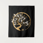 Golden Enso Zen Circle Sakura Wandteppich (Vorderseite)