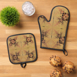 Golden Entanglement Oven Mitt and Pot Holdings Ofenhandschuh & Topflappen-Set