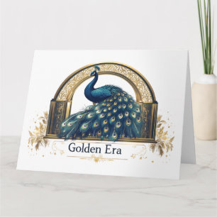 Golden Era-Logo mit elegantem Pfau-Design Karte