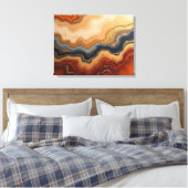 Golden Erosion – 24"x18" Abstract Fluid Canvas Pri Leinwanddruck (Insitu (Schlafzimmer))