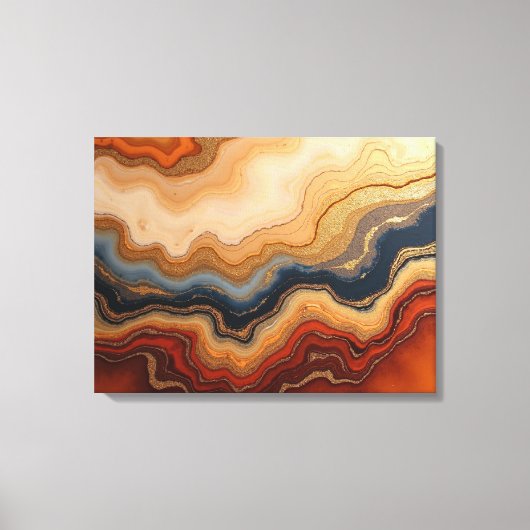 Golden Erosion – 24"x18" Abstract Fluid Canvas Pri Leinwanddruck (Vorderseite)