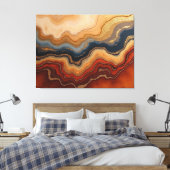 Golden Erosion – 40"x 32" Abstract Fluid Canvas Pr Leinwanddruck (Insitu (Schlafzimmer))