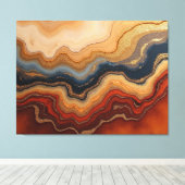 Golden Erosion – 40"x 32" Abstract Fluid Canvas Pr Leinwanddruck (Insitu (Holzboden))