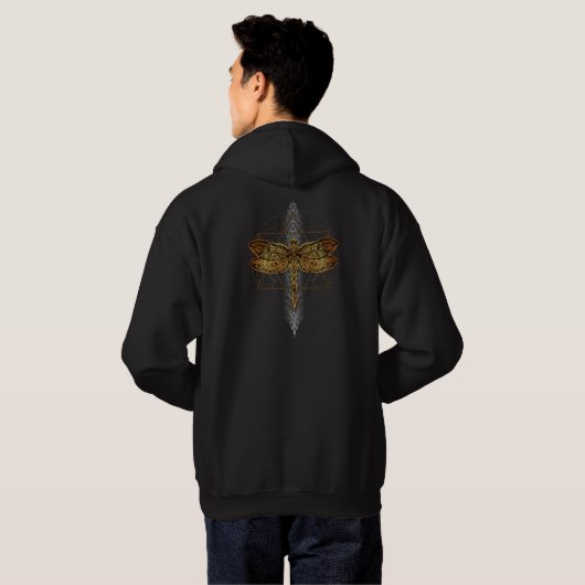 Golden Esoteric Dragonfly Basic Hooded Sweatshirt (Schwarz voll)