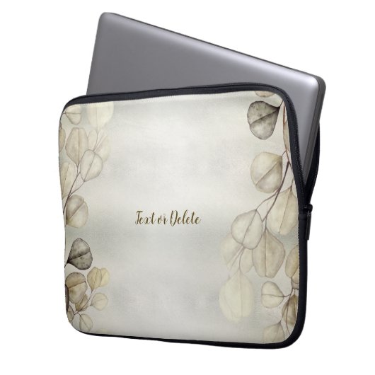 Golden Eucalyptus Foliage Shiny Elegante Laptopschutzhülle (Vorderseite Links)