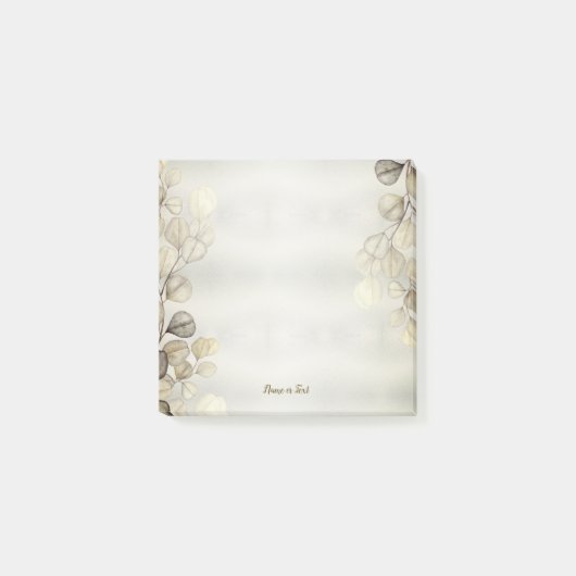 Golden Eucalyptus Foliage Shiny Elegante Post-it Klebezettel (Vorderseite)