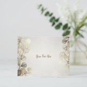Golden Eucalyptus Foliage Shiny Elegante Postkarte (Stehend Vorderseite)