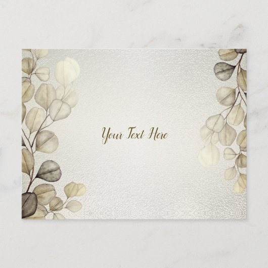 Golden Eucalyptus Foliage Shiny Elegante Postkarte (Vorderseite)