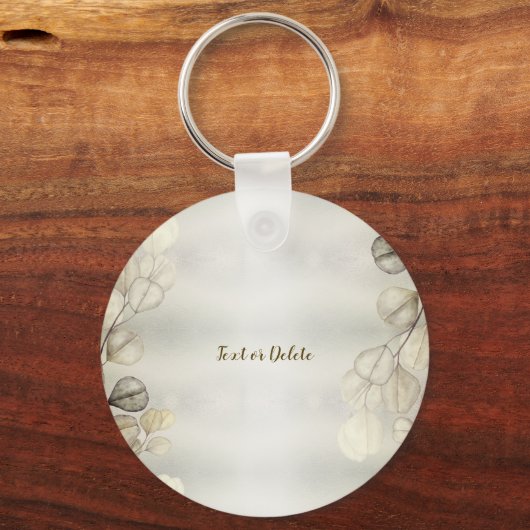 Golden Eucalyptus Foliage Shiny Elegante Schlüsselanhänger (Rückseite)