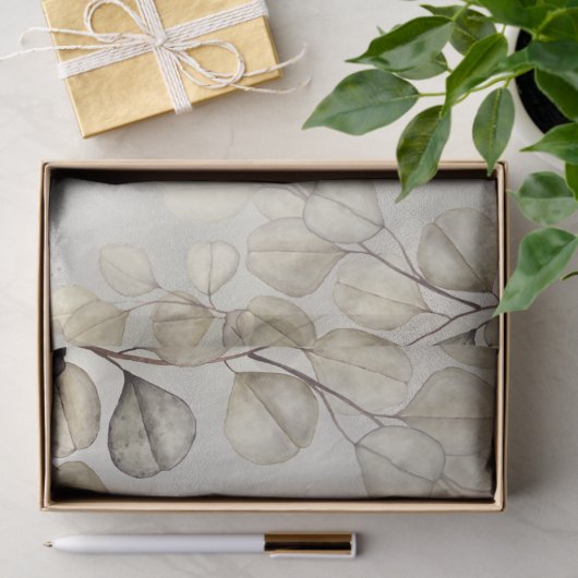 Golden Eucalyptus Foliage Shiny Elegante Seidenpapier (Geschenk)