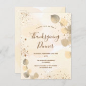 Golden eucalyptus folioof Erntedank Abendessen Einladungspostkarte (Vorne/Hinten)