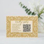 Golden Ever after QR Code Wedding RSVP Card (Stehend Vorderseite)