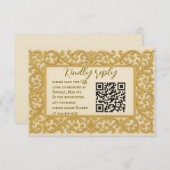 Golden Ever after QR Code Wedding RSVP Card (Vorne/Hinten)