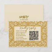 Golden Ever after QR Code Wedding RSVP Card Karte (Vorne/Hinten)