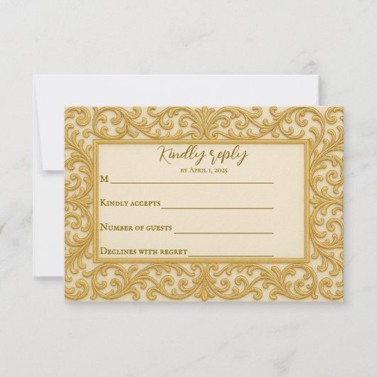 Golden Ever after Wedding RSVP Card Karte (Vorderseite)