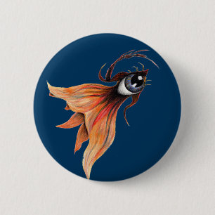 Golden Eye Surreal Goldfish Fantasy Originale Kuns Button