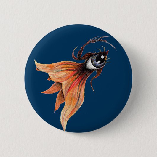 Golden Eye Surreal Goldfish Fantasy Originale Kuns Button (Vorderseite)