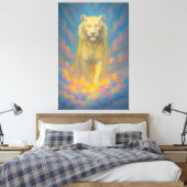  Golden-Eyed Celestial White Tiger – Rainbow Ascen Leinwanddruck (Insitu (Schlafzimmer))