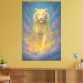  Golden-Eyed Celestial White Tiger – Rainbow Ascen Leinwanddruck (Insitu (Wohnzimmer))