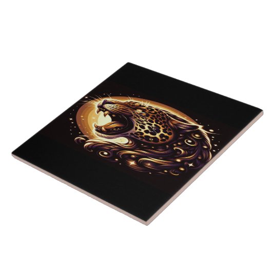 Golden Eyed Leopard Fliese (Seite)