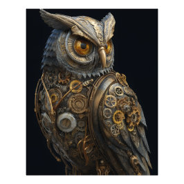 Golden-Eyed Steampunk Owl Fotodruck