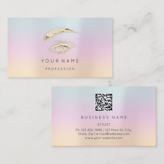 Golden Eyelash Brows Microblade QRCODE-Logo Visitenkarte (Vorne/Hinten)