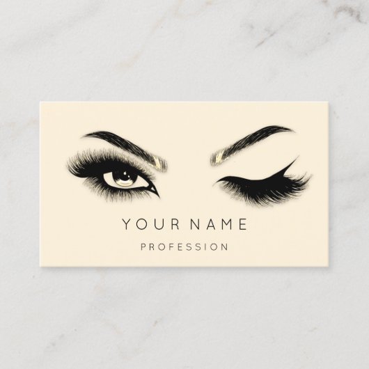 Golden Eyelash Brows Microblading QRCODE Gelb Visitenkarte (Vorderseite)