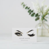 Golden Eyelash Brows Microblading QRCODE Logo Grau Visitenkarte (Stehend Vorderseite)