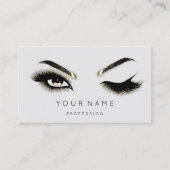 Golden Eyelash Brows Microblading QRCODE Logo Grau Visitenkarte (Vorderseite)