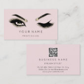 Golden Eyelash Brows Microblading QRCODE Logo Rosa Visitenkarte (Vorne/Hinten)