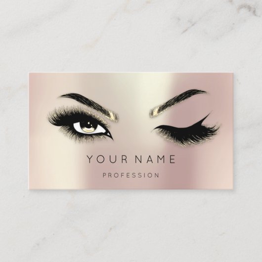 Golden Eyelash Brows Microblading QRCODE Logo Rose Visitenkarte (Vorderseite)