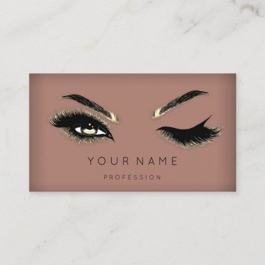 Golden Eyelash Brows Microblading QRCODE Logo Skiz Visitenkarte (Vorderseite)