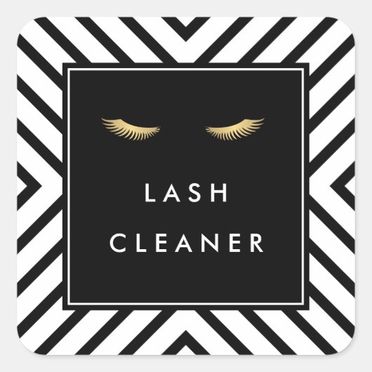 Golden Eyelashes mit Mod Schwarz und Weiß Quadratischer Aufkleber (Vorderseite)