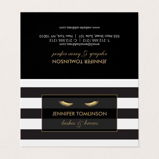 Golden Eyelashes mit Streifen nach der Pflege eing Visitenkarten (Außenseite Aufgefaltet)
