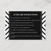 Golden Eyelashes Mod Pattern Salon Aftercare Card