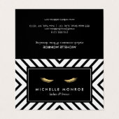Golden Eyelashes Mod Pattern Salon Aftercare Visitenkarten (Außenseite Aufgefaltet)
