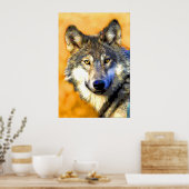 Golden Eyes (Wolf) Kunstdrucke Poster (Küche)