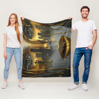 Golden Face Surrealist City Urban Digital Art Fleecedecke