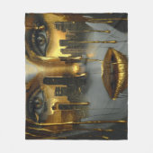 Golden Face Surrealist City Urban Digital Art Fleecedecke (Vorderseite)