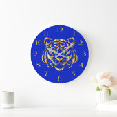 Golden Face Tiger Wall Clock Große Wanduhr (Zuhause)
