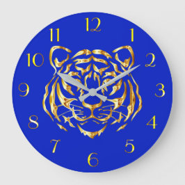 Golden Face Tiger Wall Clock Große Wanduhr