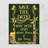 Golden Fairies Forest Wedding Rett-the-date Postkarte (Vorderseite)