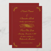 Golden Fairy Tale Save the Date (rot) (Vorne/Hinten)