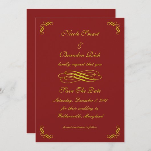 Golden Fairy Tale Save the Date (rot) (Vorne/Hinten)
